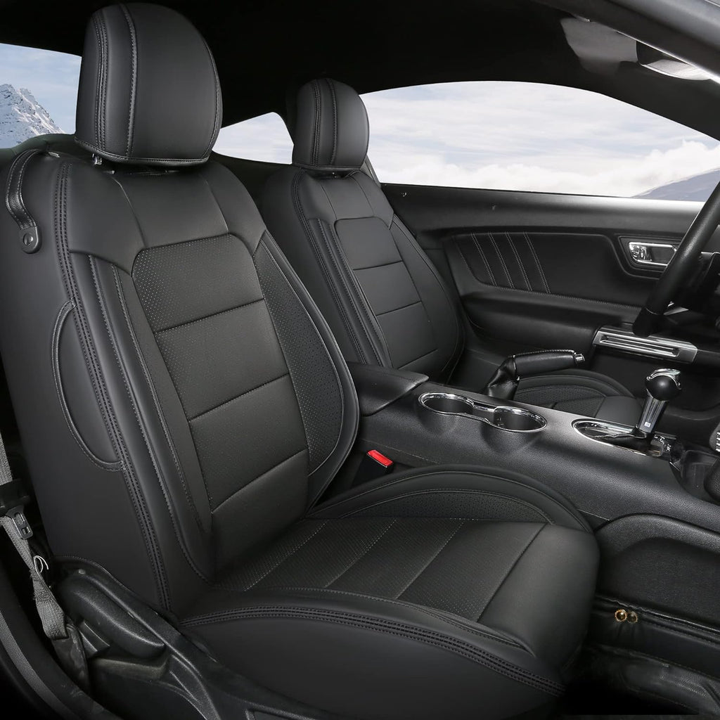 Black Faux Leather Car Seat Covers for Ford Mustang Coupe K6155