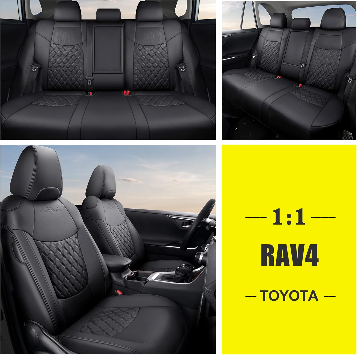 Grey Pu Leather Car Seat Covers Full Set for Toyota RAV4 X7487
