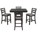 5-Piece Espresso Wooden Counter Height Dining Set with Padded Chairs and Storage Shelving E866130