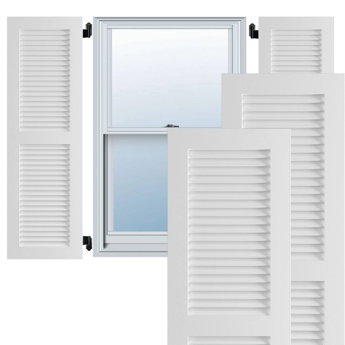 15x22W x 80x22H Exterior Composite Louvered Shutters, White W466244