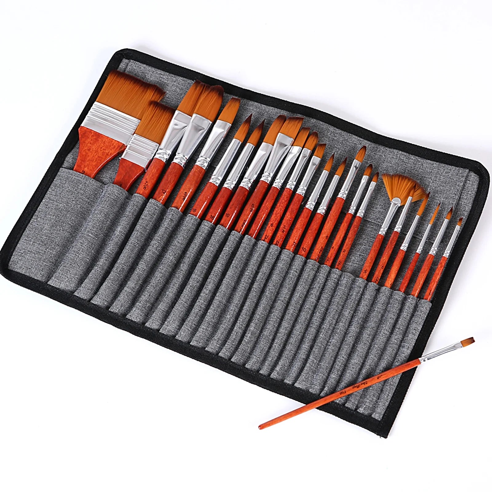 24PCS Nylon Hair Red Paint Brushes Set Z8683