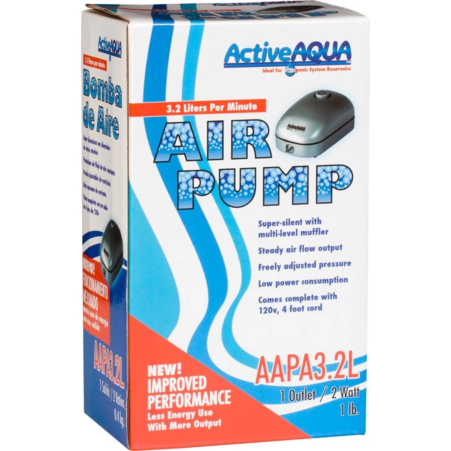 2 Watt 3.2 LPM 50 GPH 120 Volt Single Outlet Aquaponics Air Pump W883