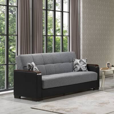 Gray/Black Chenille Square Arm Sleeper X256