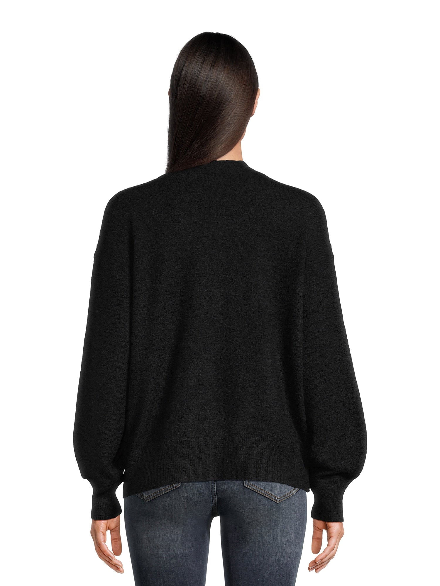 Women's V-Neck Embellished Button Front Cardigan with Long Sleeves U3166