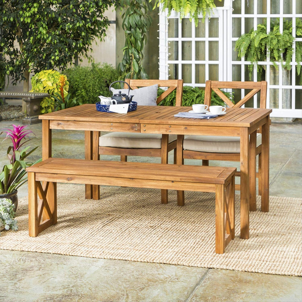 Dark Brown Slatted Outdoor Dining Table T380867