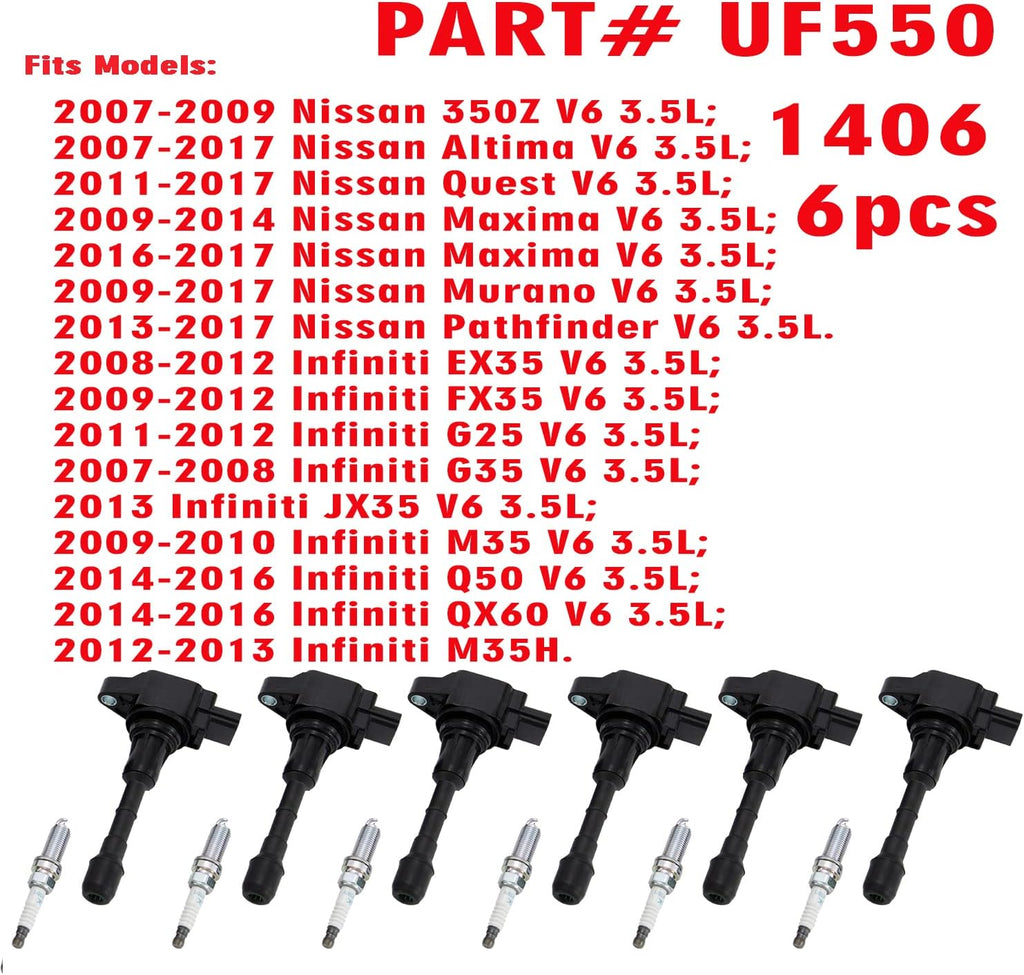 Ignition Coil Packs and Spark Plugs for V6 3.5L O69649