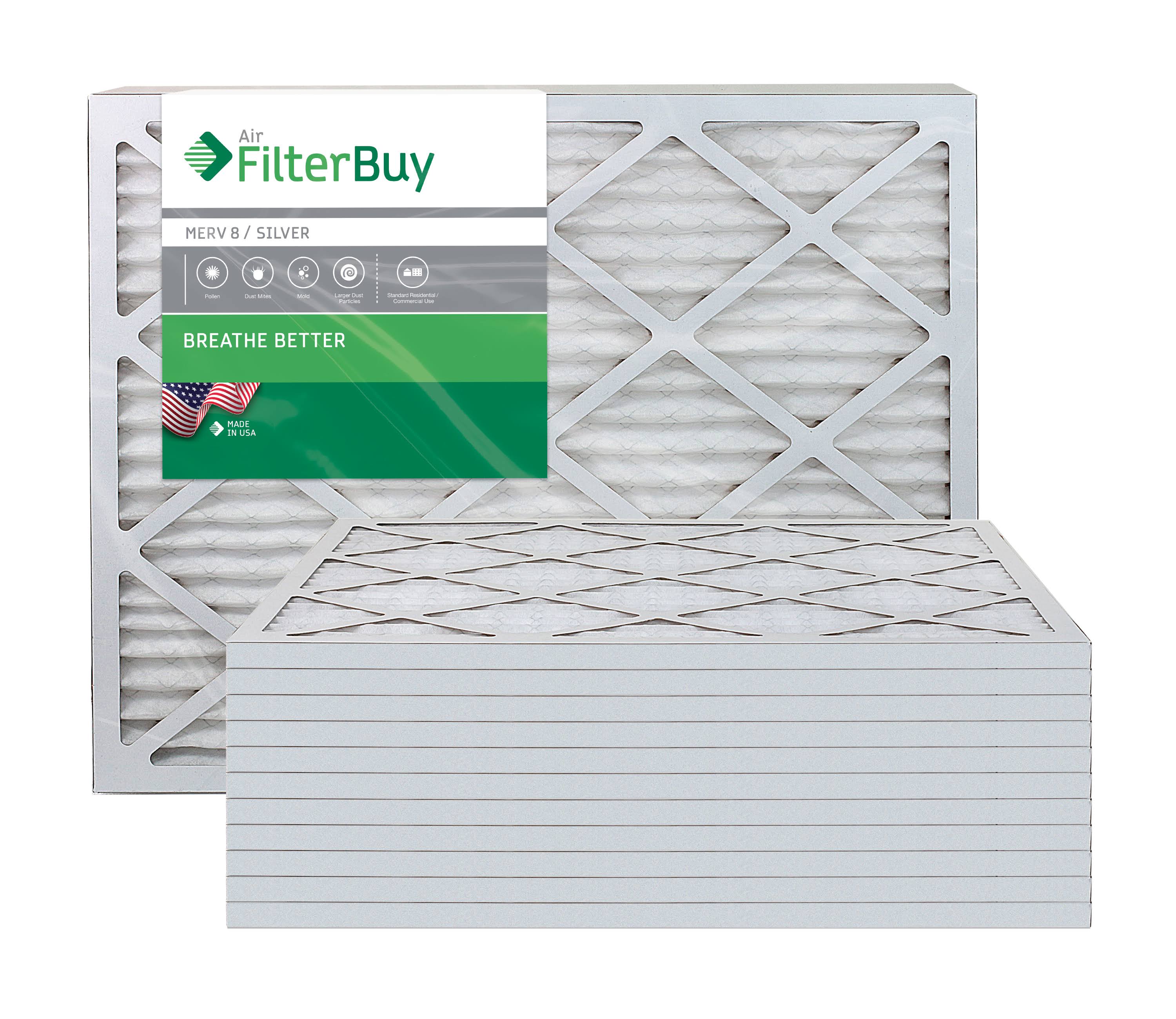 Silver MERV 8 30x36x1 Pleated AC Furnace Air Filter, Pack of 12 Q668630