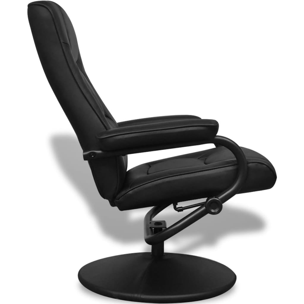 Black Faux Leather Adjustable Recliner Chair with Footstool G40635