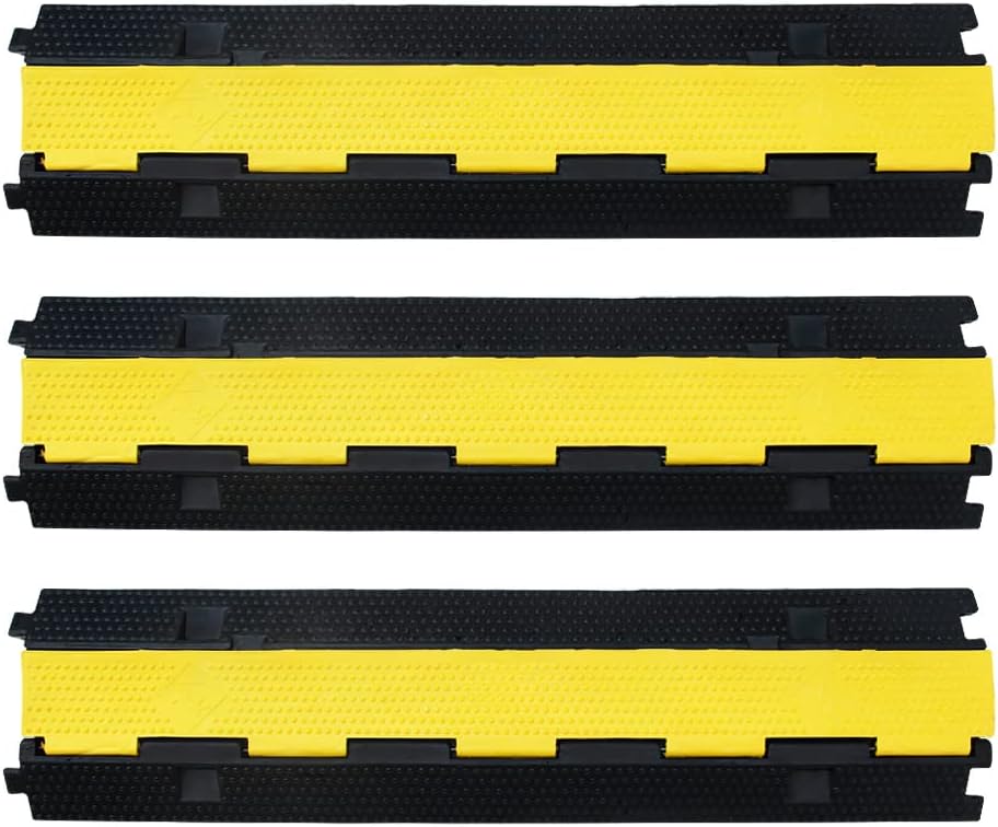 3Pack 39inch Traffic Speed Bumps Cable Protector, 11000lbs per Axle Capacity Rubber Pack of 2 K31011