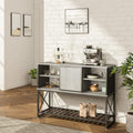 Industrial Wood Bar Cabinet with Sliding Metal Door V92936