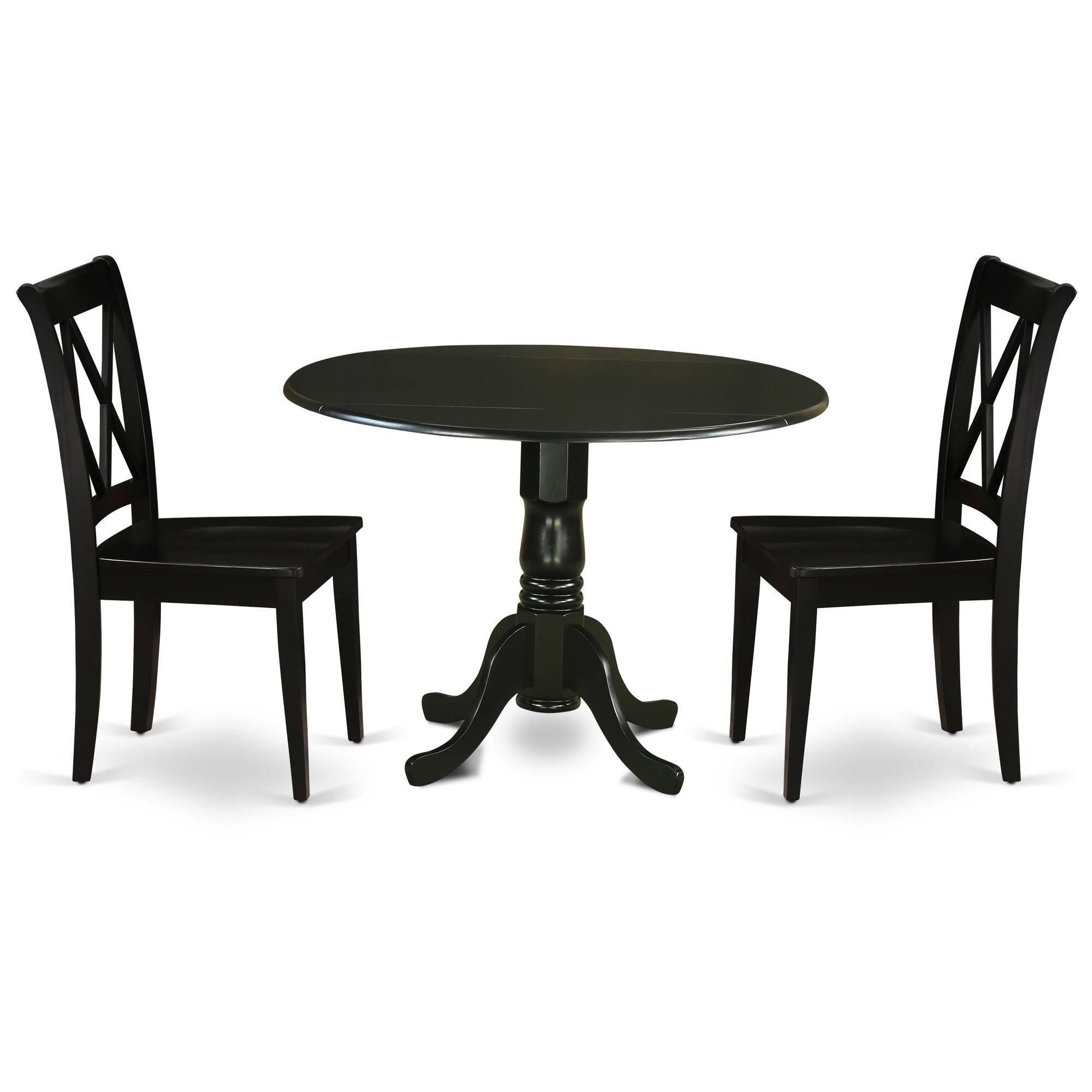 5pc Round Dining Table with Two Drop Leaves and Four Wood Seat Chairs Z83879