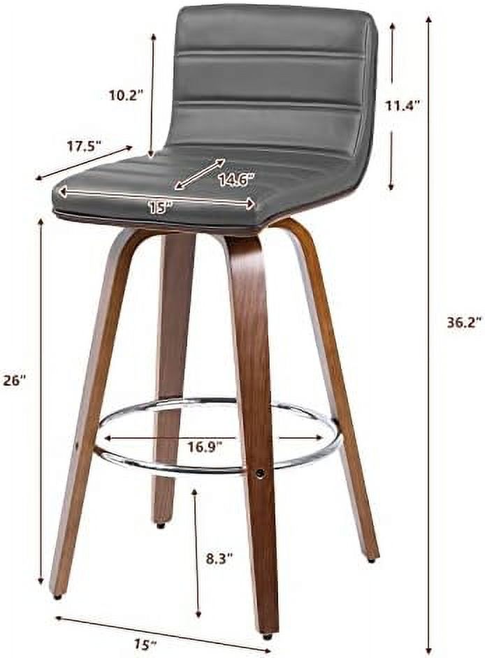 Swivel Stool with Back Set of 2 PU Leather Counter Height Stool X662