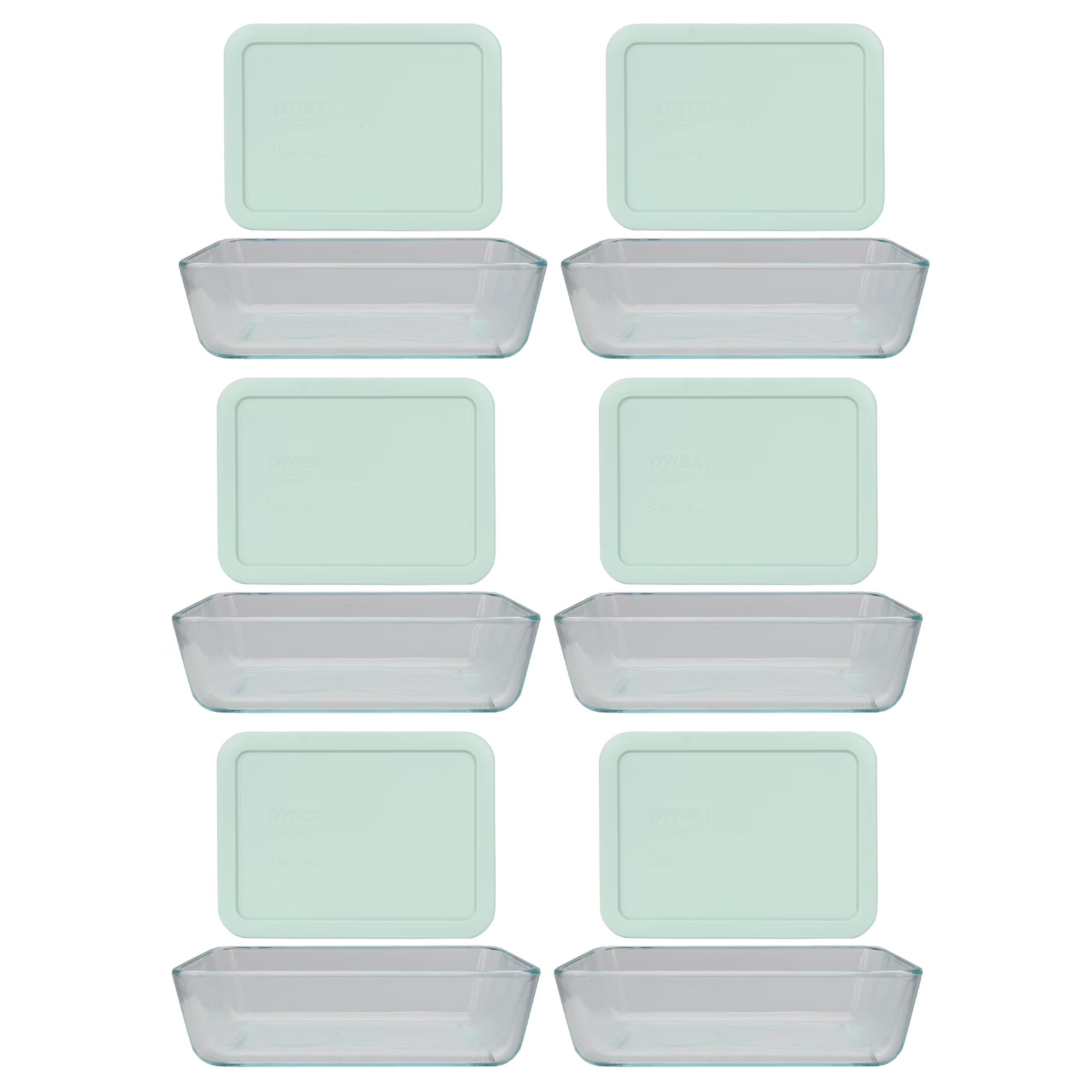 3-Cup Glass Food Storage Dishes with Plastic Lids U78464