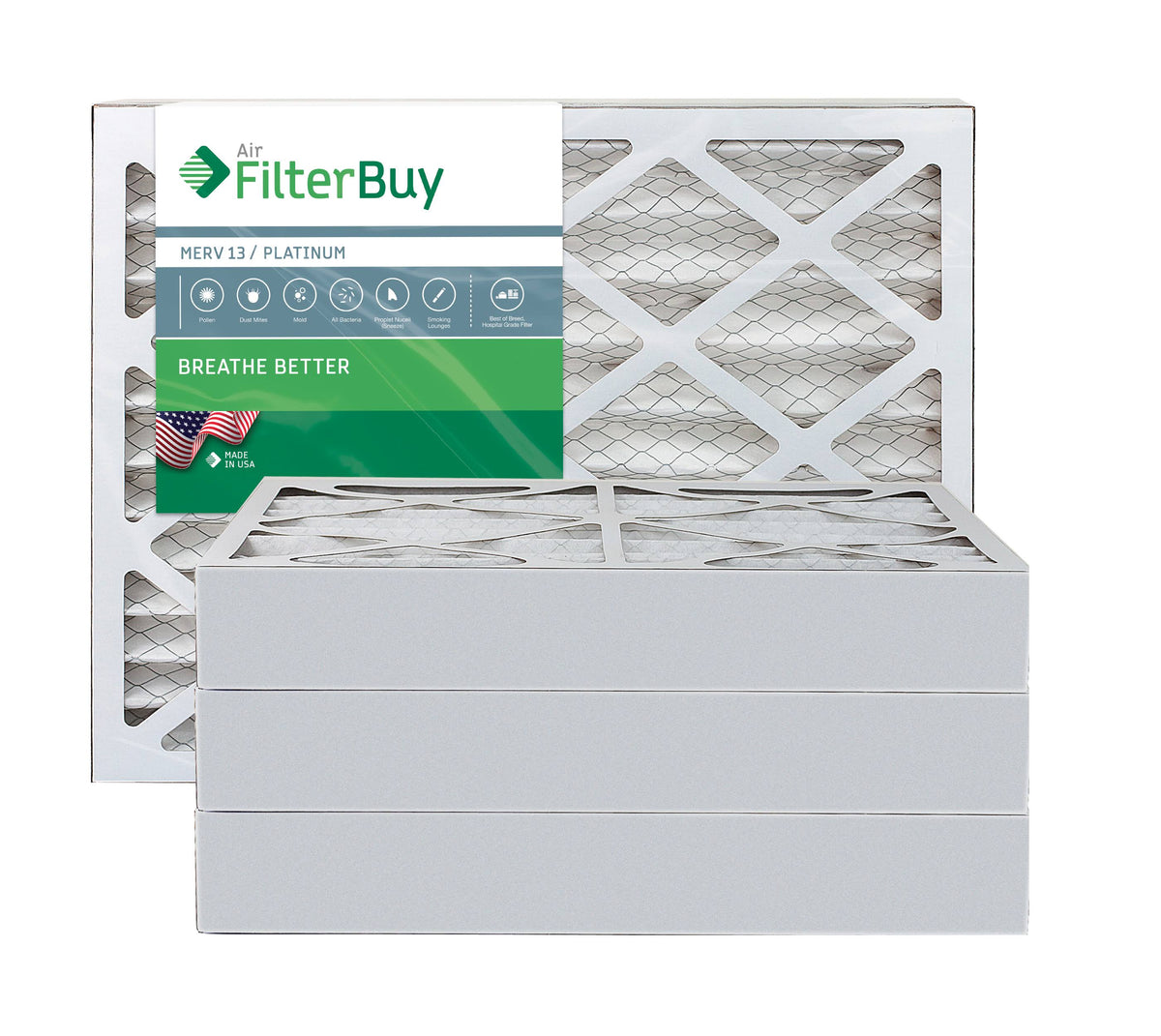 12.75x21x4 MERV 13 Pleated AC Furnace Air Filter, Pack of 4 K8685