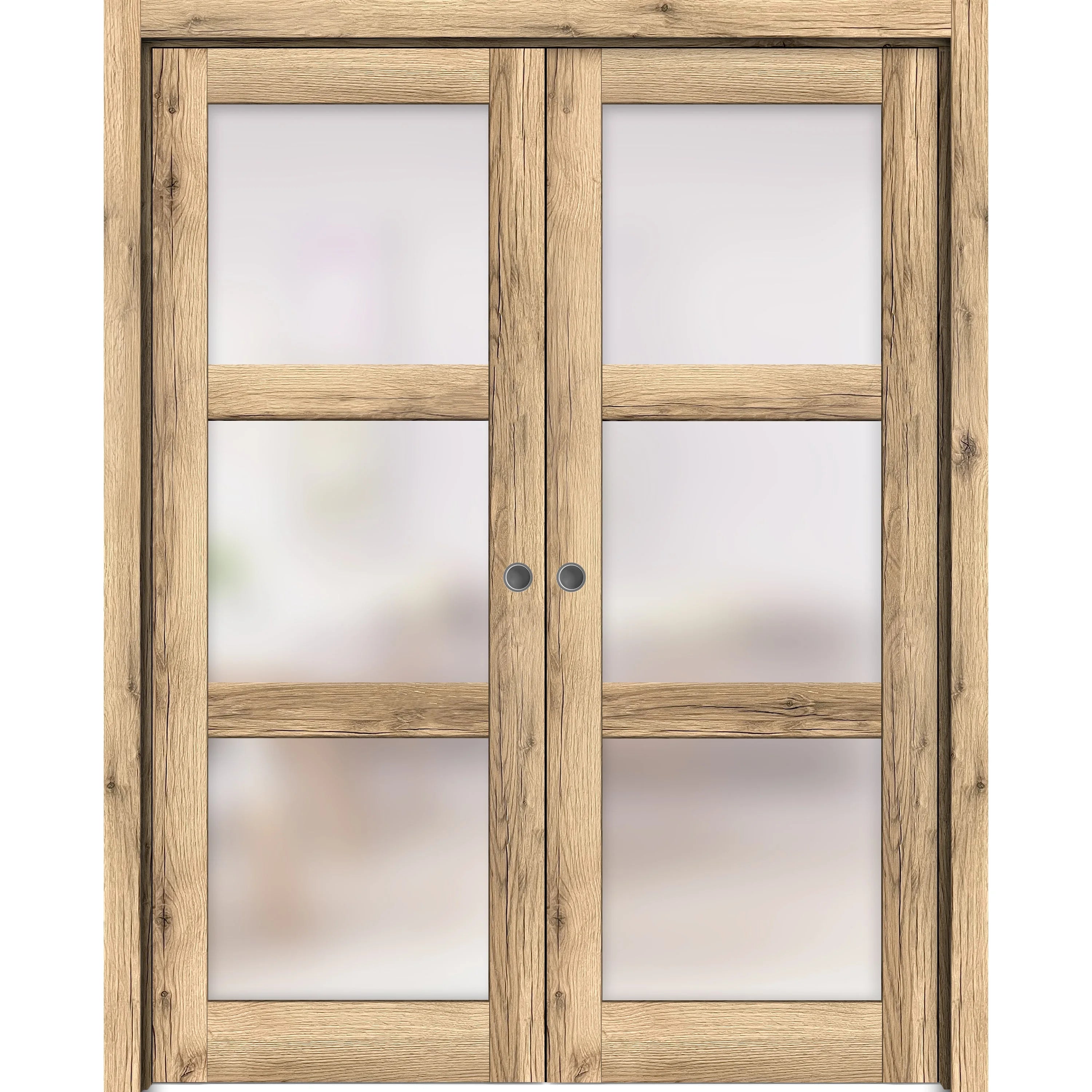 Solid Wood Sliding French Double Pocket Doors 72 x 96 inches E125861