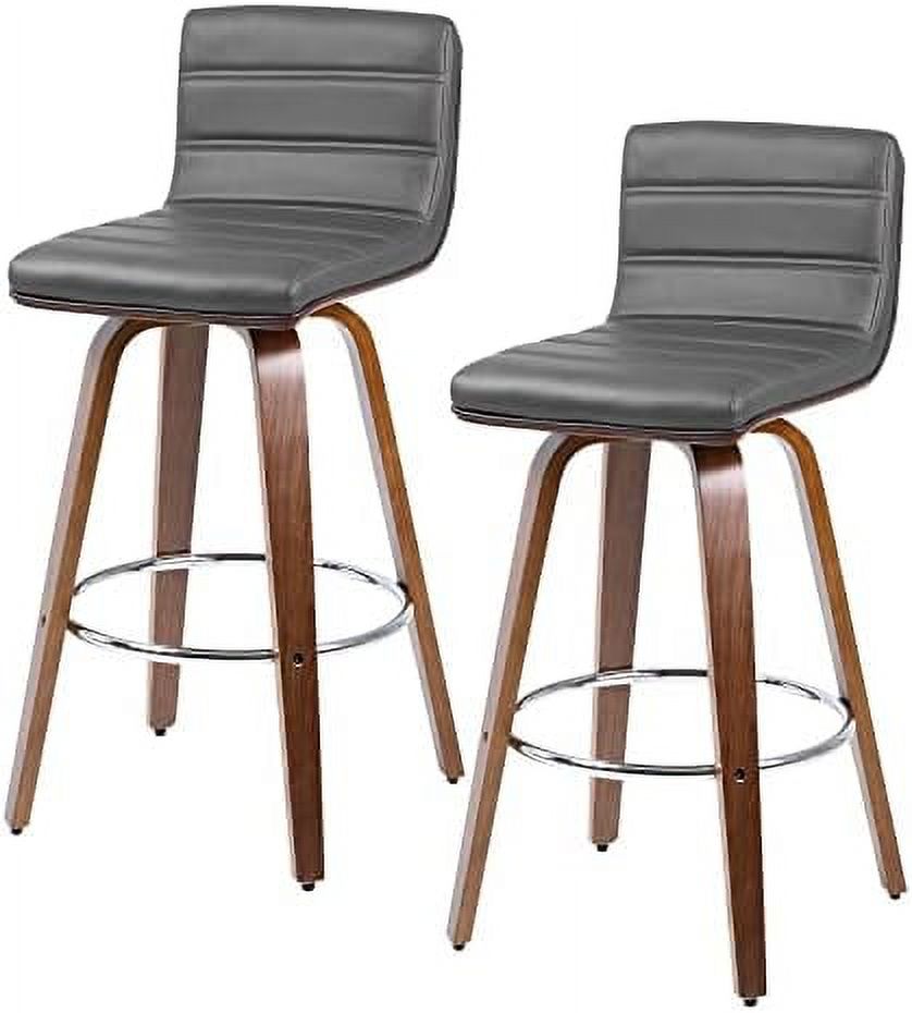 Swivel Stool with Back Set of 2 PU Leather Counter Height Stool X662