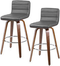 Swivel Stool with Back Set of 2 PU Leather Counter Height Stool X662