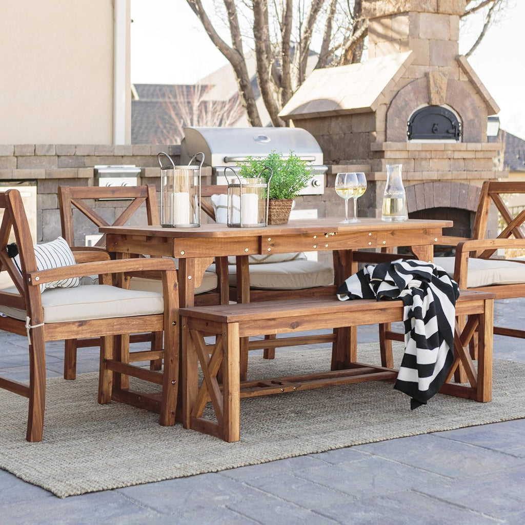 Dark Brown Slatted Outdoor Dining Table T380867