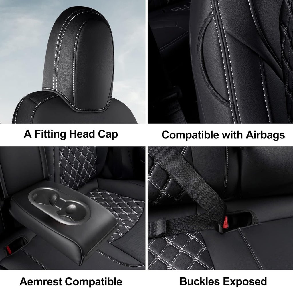 Black Pu Leather Car Seat Covers for Tesla Model Y I627868