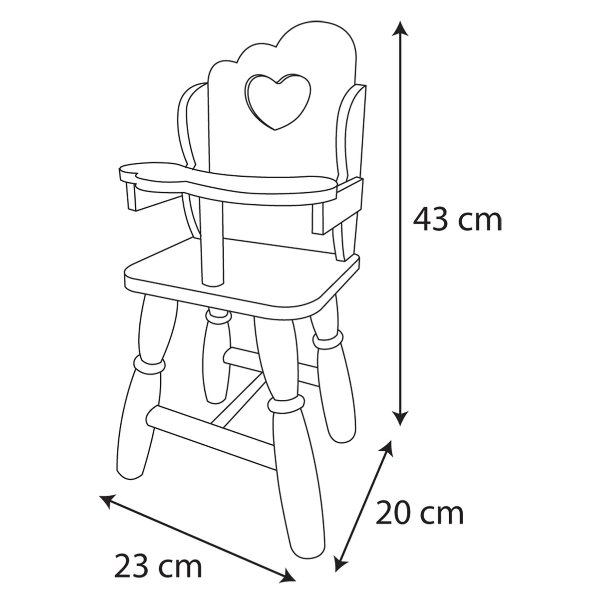 Pink Wooden Baby Doll High Chair O24592