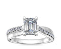 Emerald Cut Diamond Solitaire Ring with Accents Solid 14K White Gold Size 7 X768465