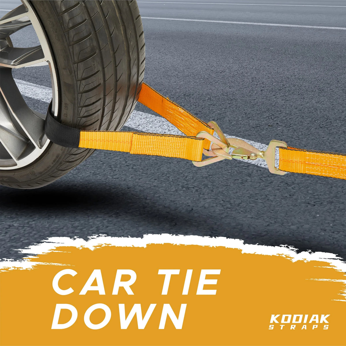 Adjustable Tire Tie Down Straps Kit 4pk Heavy Duty with Snap Hooks, 3333 lbs. Working Load O10447