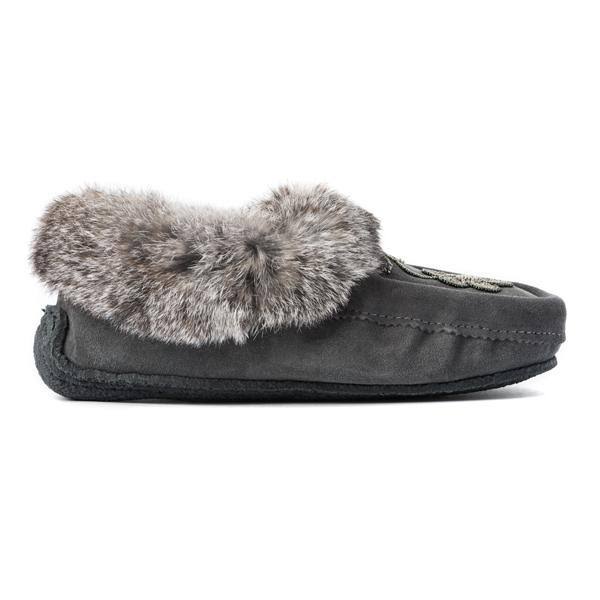 Genuine Rabbit Fur Sheepskin Footbed Moccasin M6312
