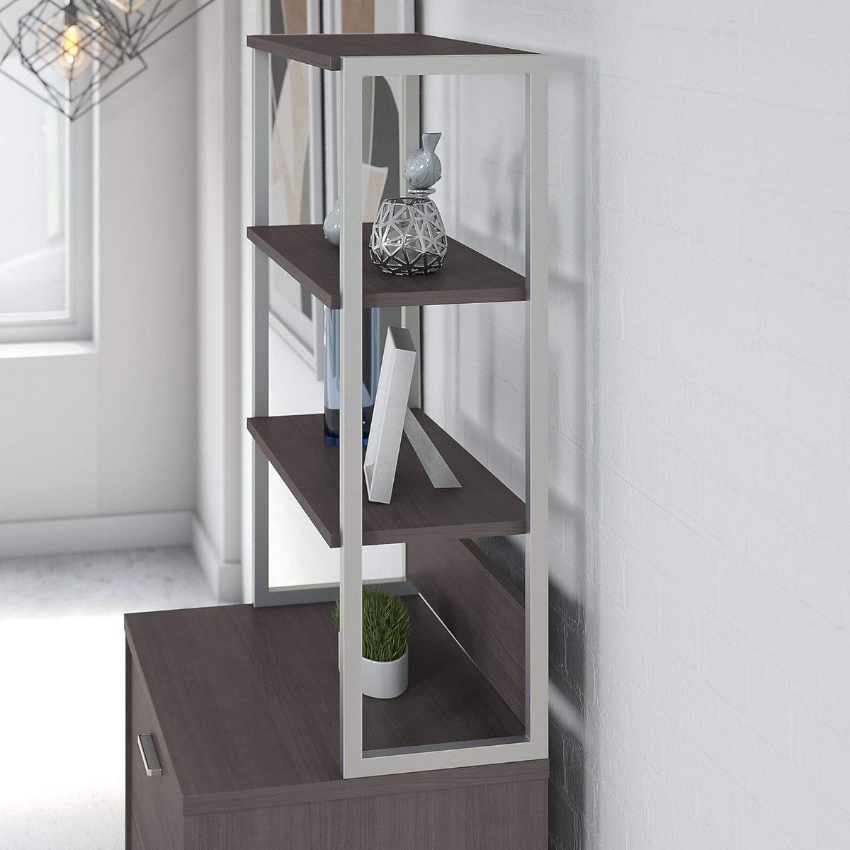 Storm Gray Bookcase Hutch V343