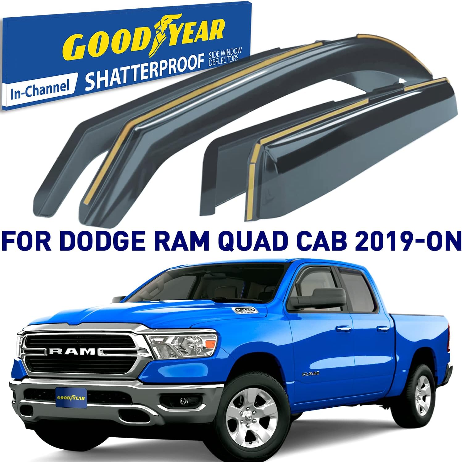 4 pcs in-Channel Window Deflectors for Dodge RAM 1500 Quad Cab P67359