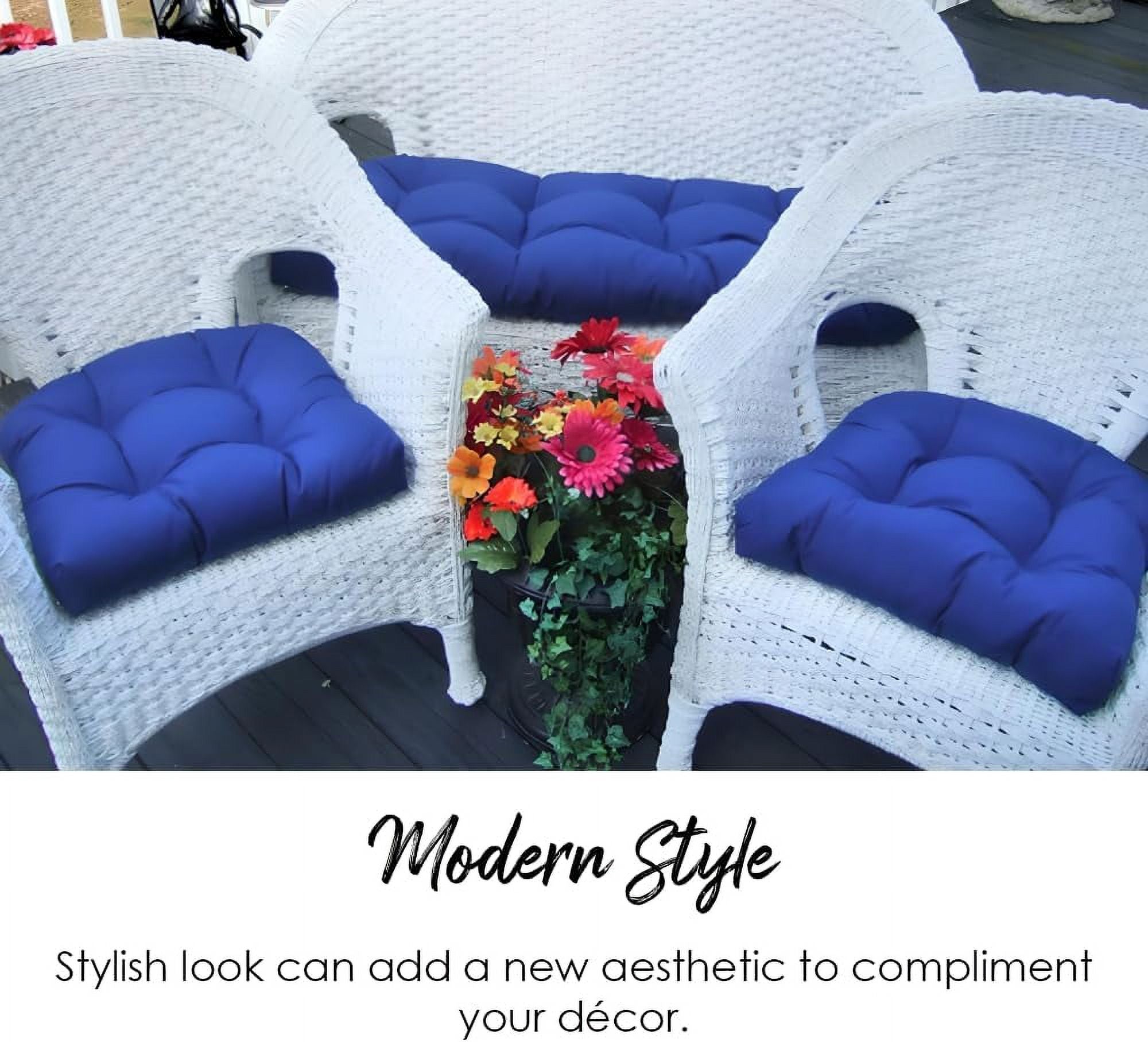 3 Piece Wicker Cushion Set, Tufted Reversible Loveseat Chair Pads M301
