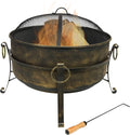 24-Inch Wood-Burning Fire Pit with Spark Screen and Metal Grate G419735