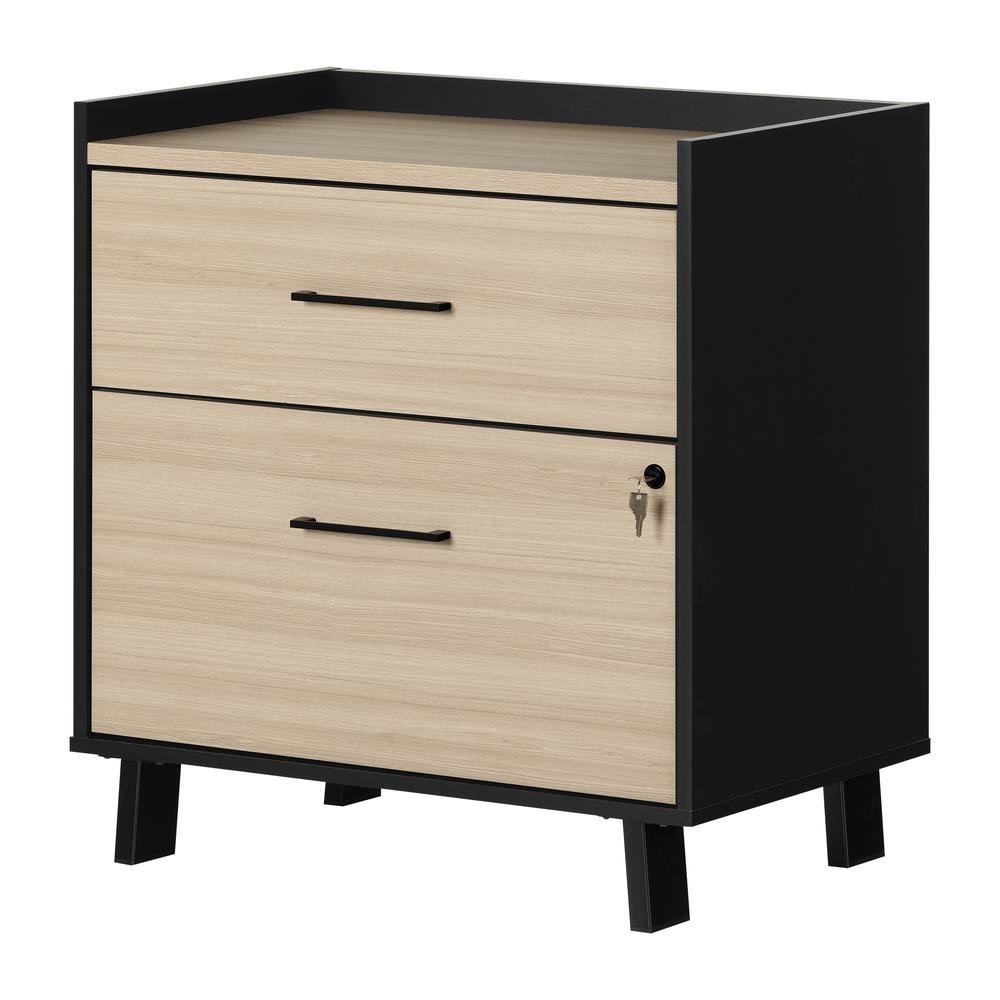 Soft Elm and Matte Black 2-Drawer File Cabinet D488815