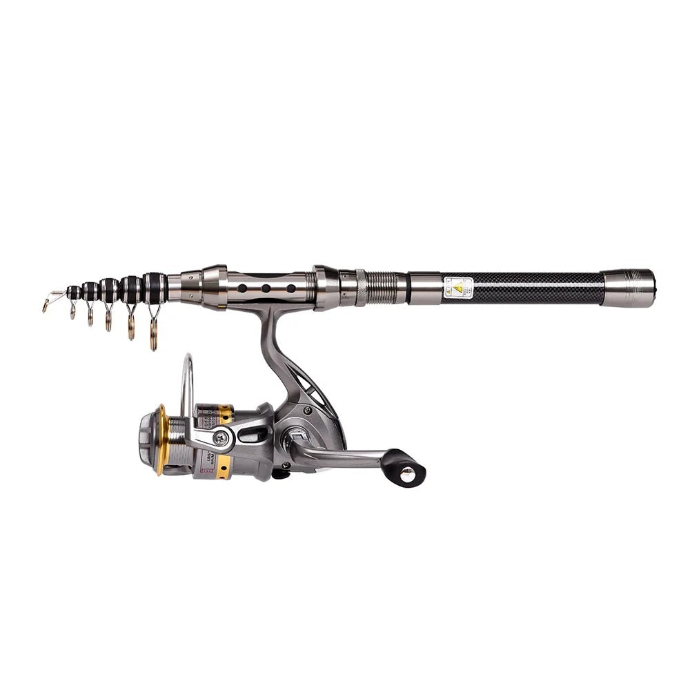 Telescopic Fishing Rod and Reel Combo Full Kit with 100M Fishing Line Lures Hooks Jig Head and Carrier Bag Y4809