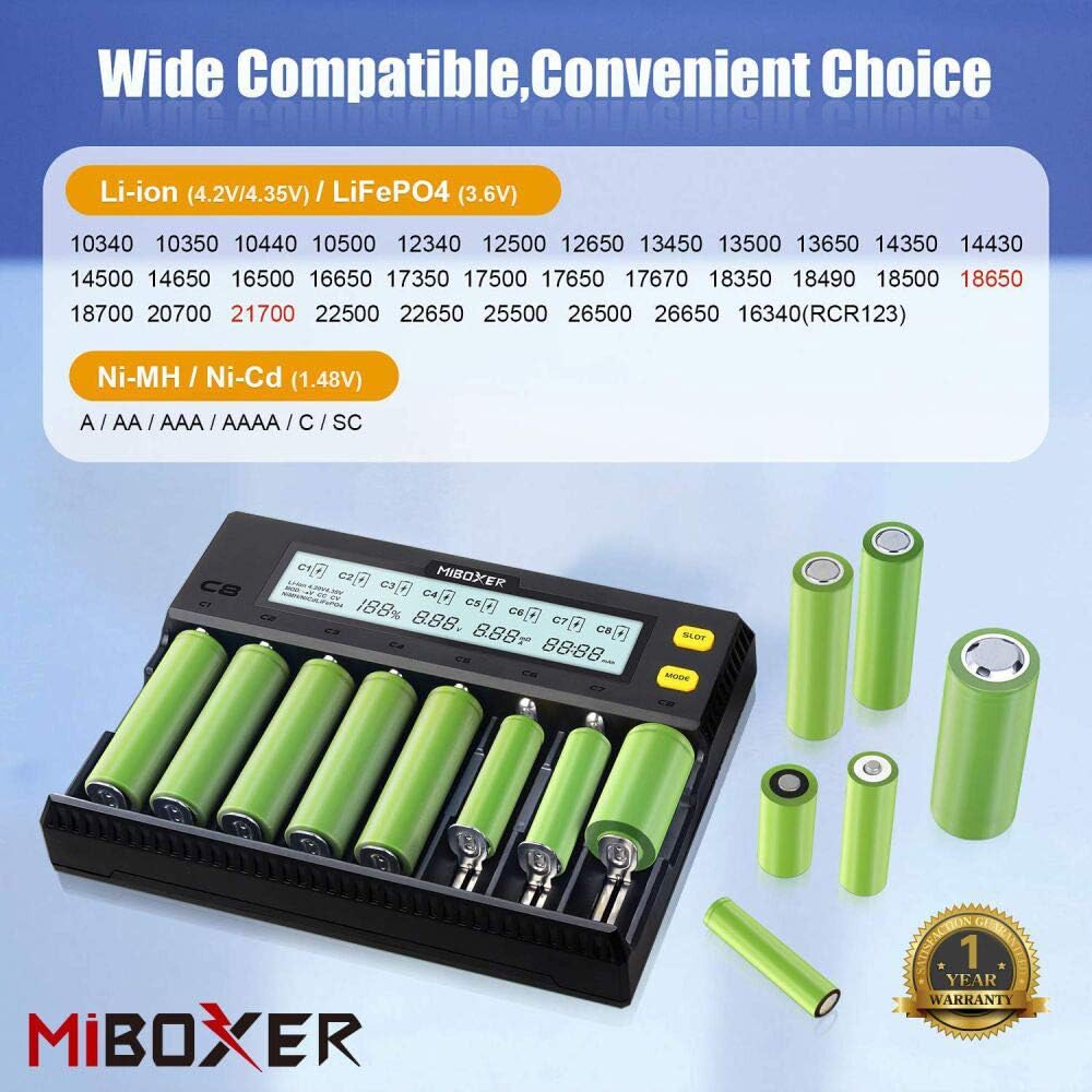 8-Bay Smart Battery Charger with LCD Display O6035