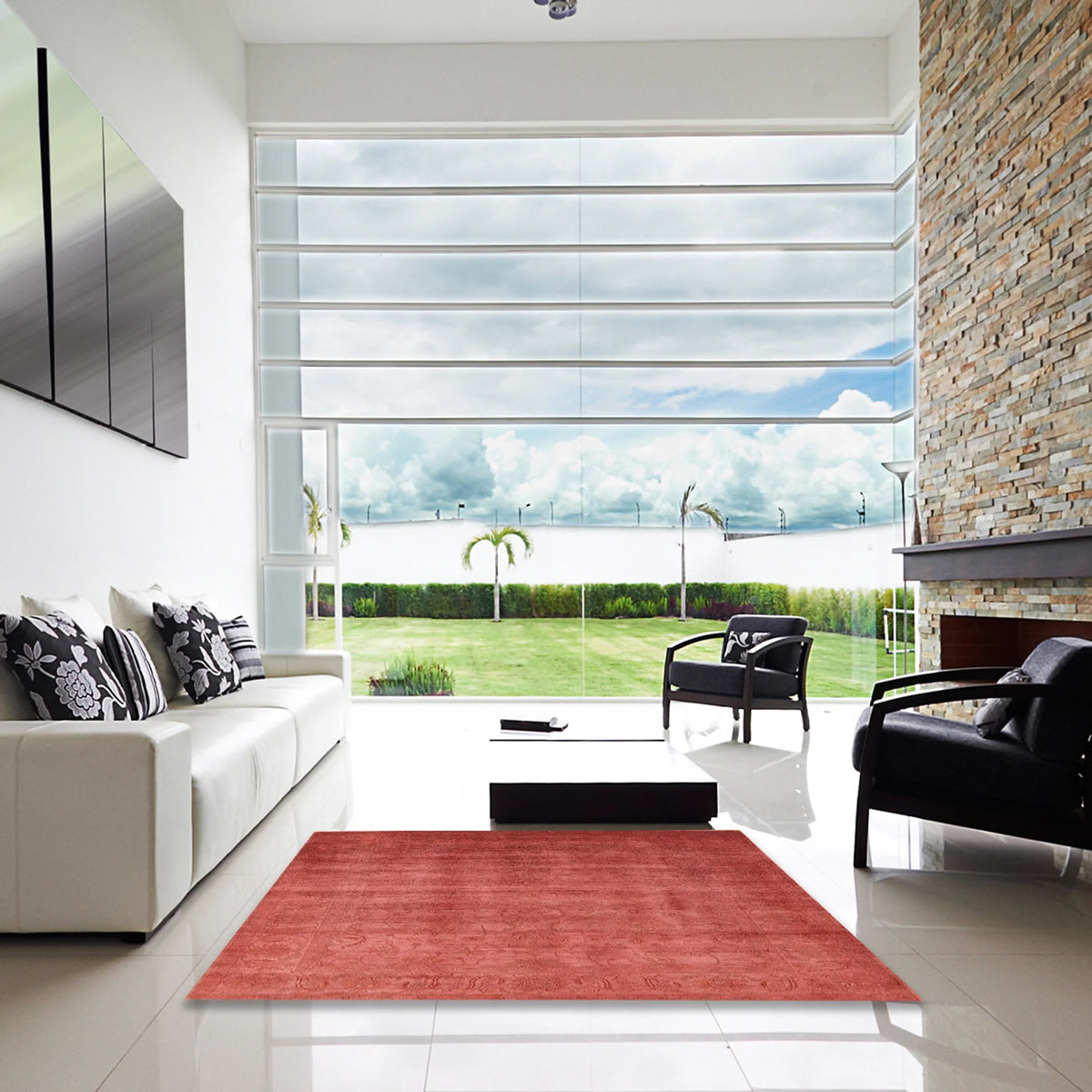 Bright Orange Rectangle Area Rug K4090