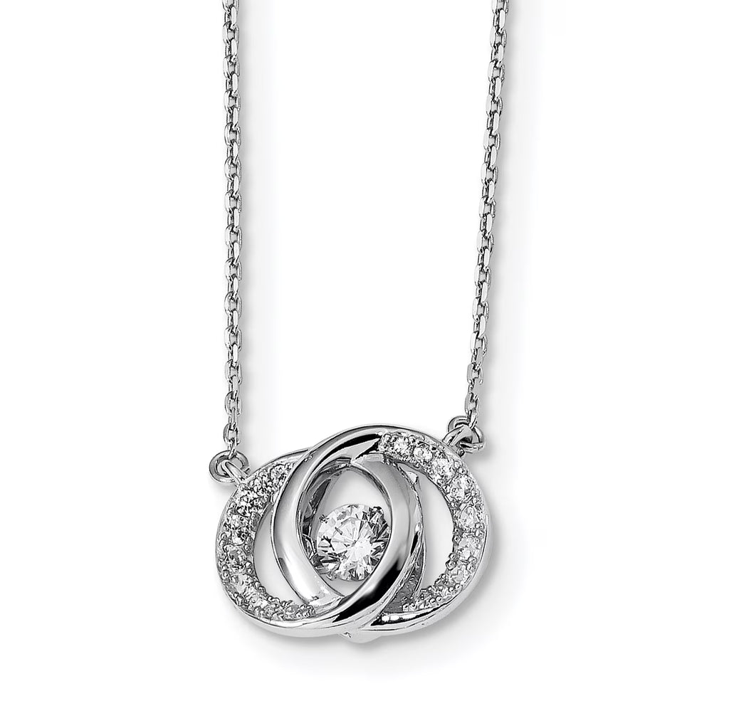 Sterling Silver Platinum-plated Swarovski Cubic Zirconia Necklace with Two 1-inch Extension N217