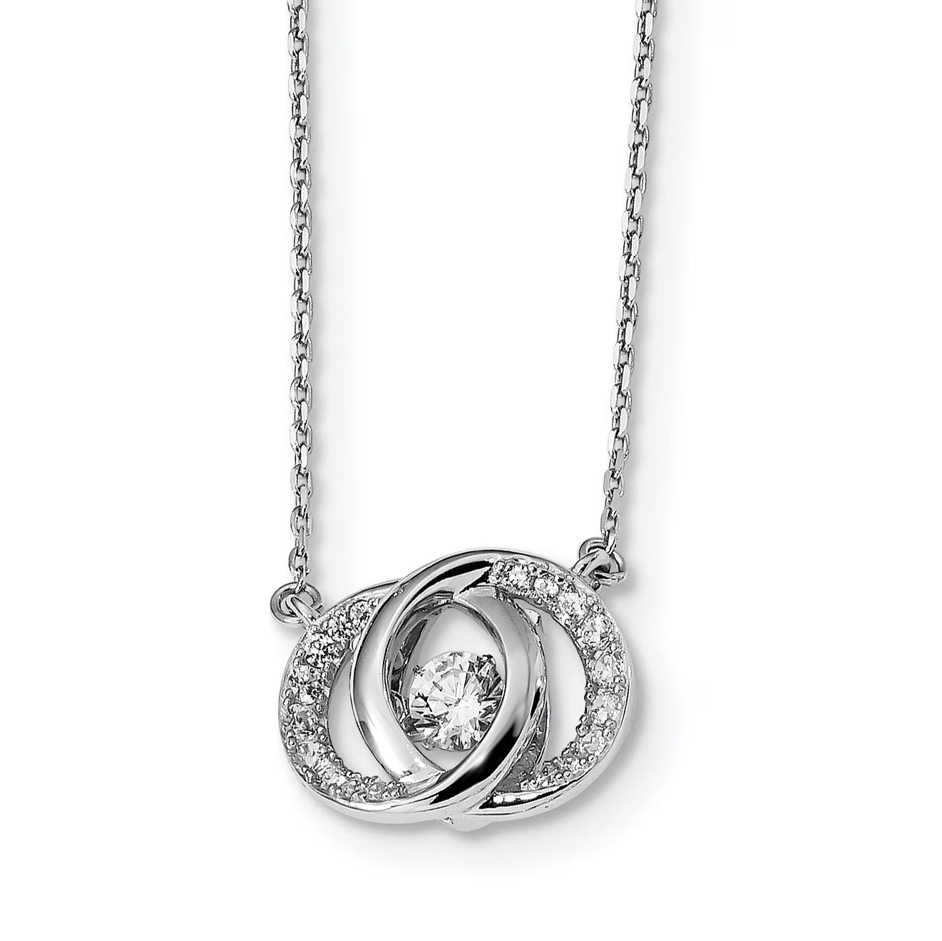 Sterling Silver Platinum-plated Swarovski Cubic Zirconia Necklace with Two 1-inch Extension N217