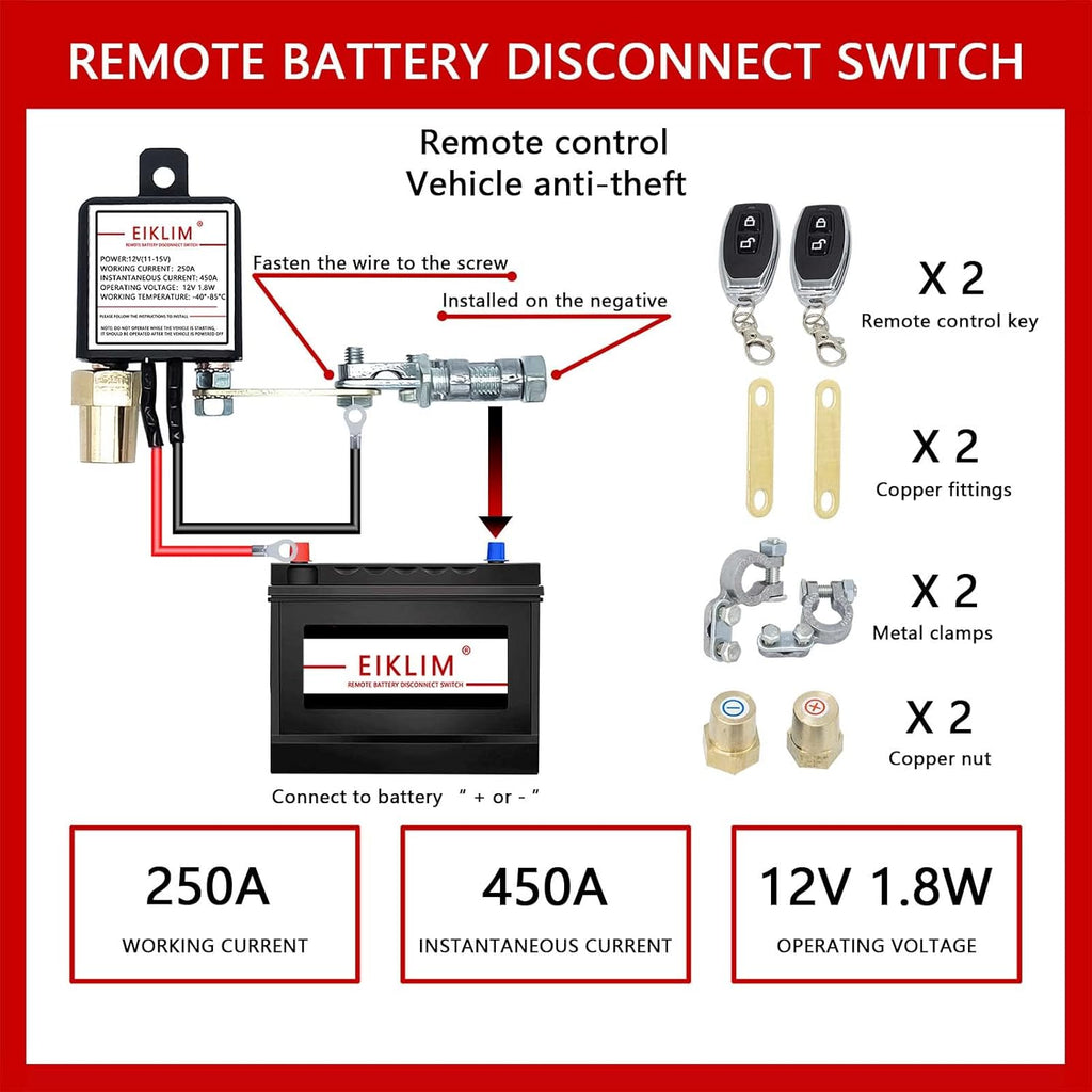 Dual Remote Control 12V 250A Battery Disconnect Switch Pack of 2 N3769