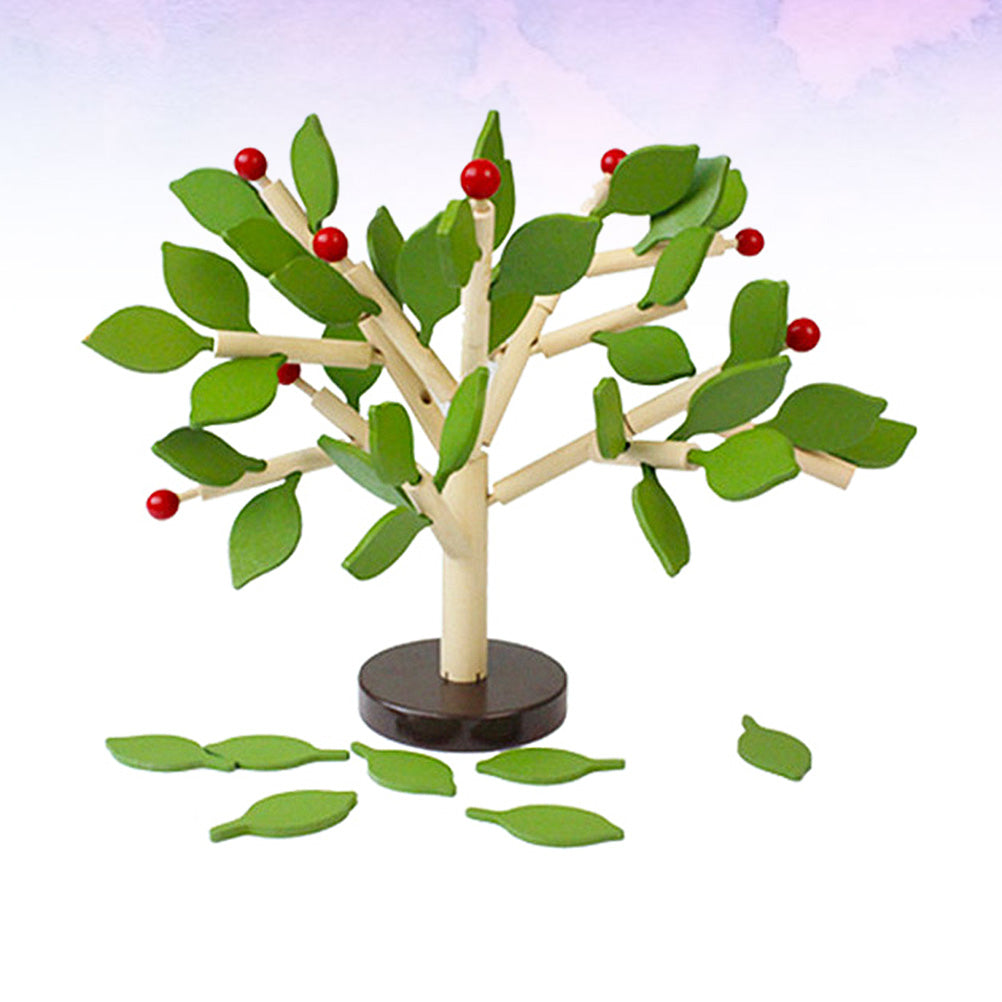 Creative Wooden Tree Blocks with Leaves 3D Building Set Toy Y9363