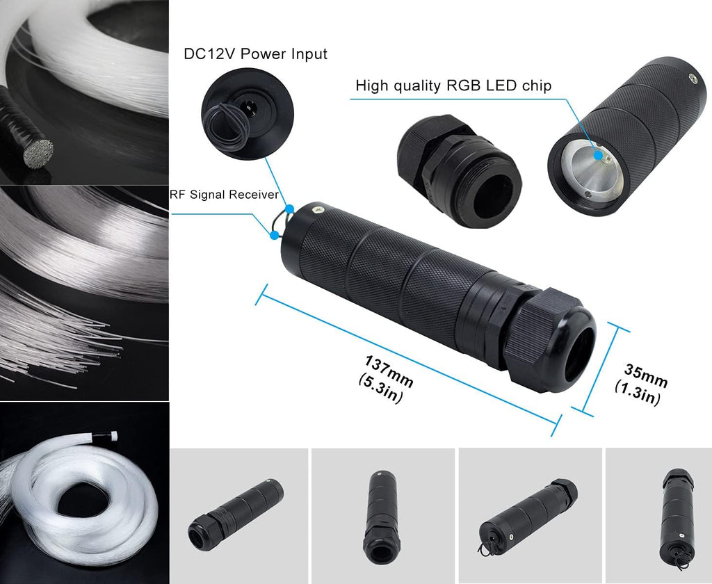 Car Use Bluetooth LED Fiber Optic Lights Star Ceiling Light Kit 450pcs 0.03in 6.5ft Optic Cable D5181