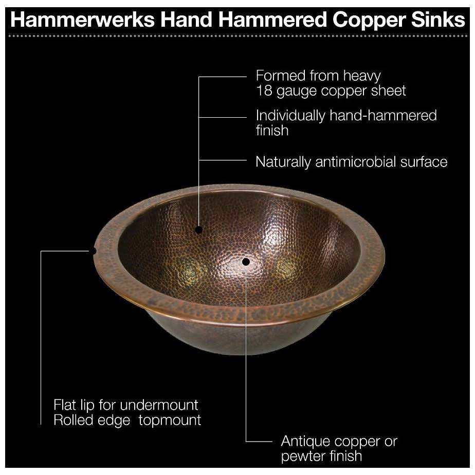 Antique Copper Undermount Lavatory Sink F158