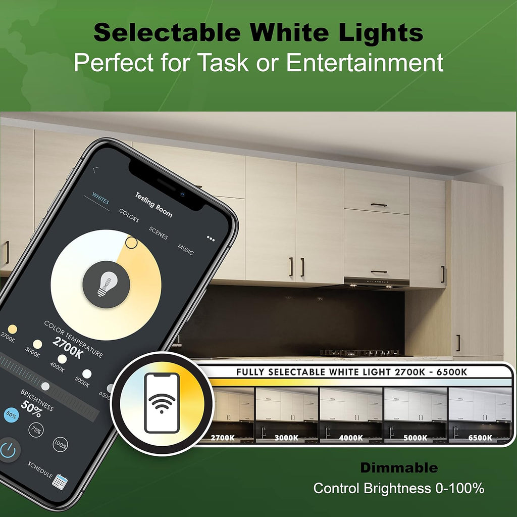 18 Smart Wi-Fi LED Undercabinet Bar, White, 1100 Lumen, Tunable Color Temp 2700K-6500K U882