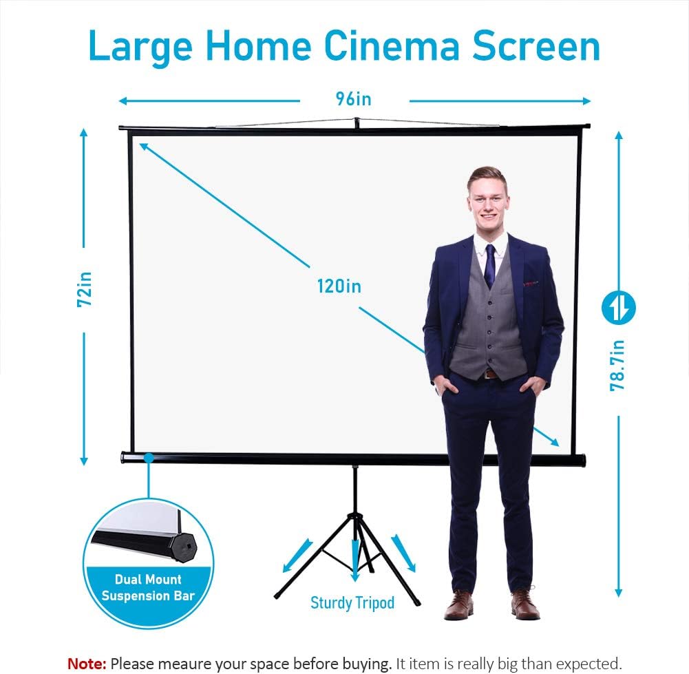 100 inch 16:9 Portable Projector Screen with Stand and Carry Bag V4079
