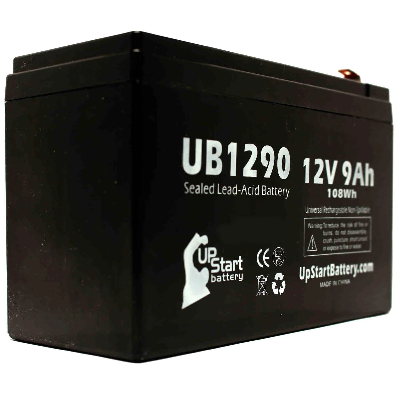 2x Pack 12V 9Ah Sealed Lead Acid Battery with F1 Terminal Adapters R5932
