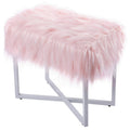 Pink Faux Fur Foot Stool Ottoman B60747