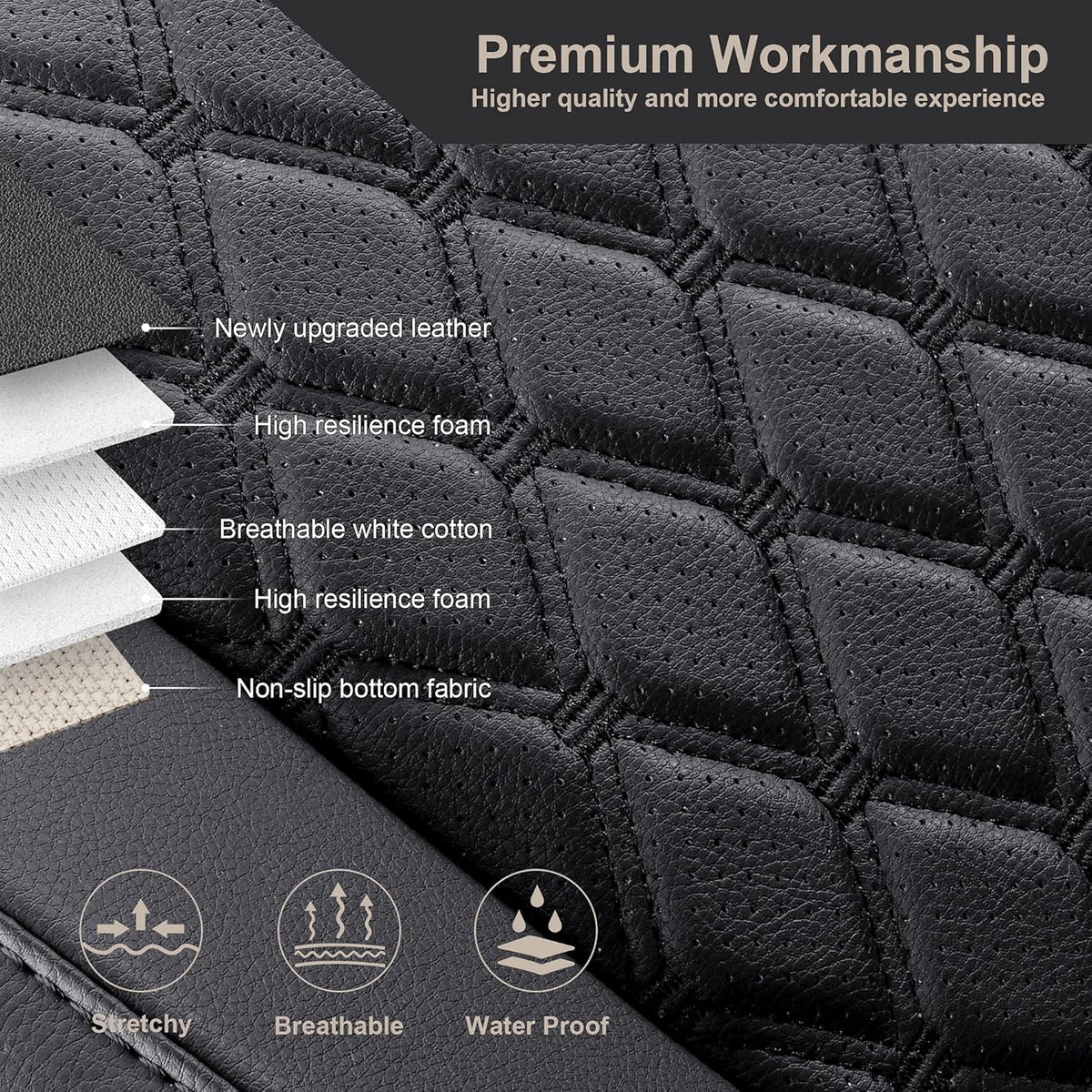 Grey Pu Leather Car Seat Covers Full Set for Toyota RAV4 X7487