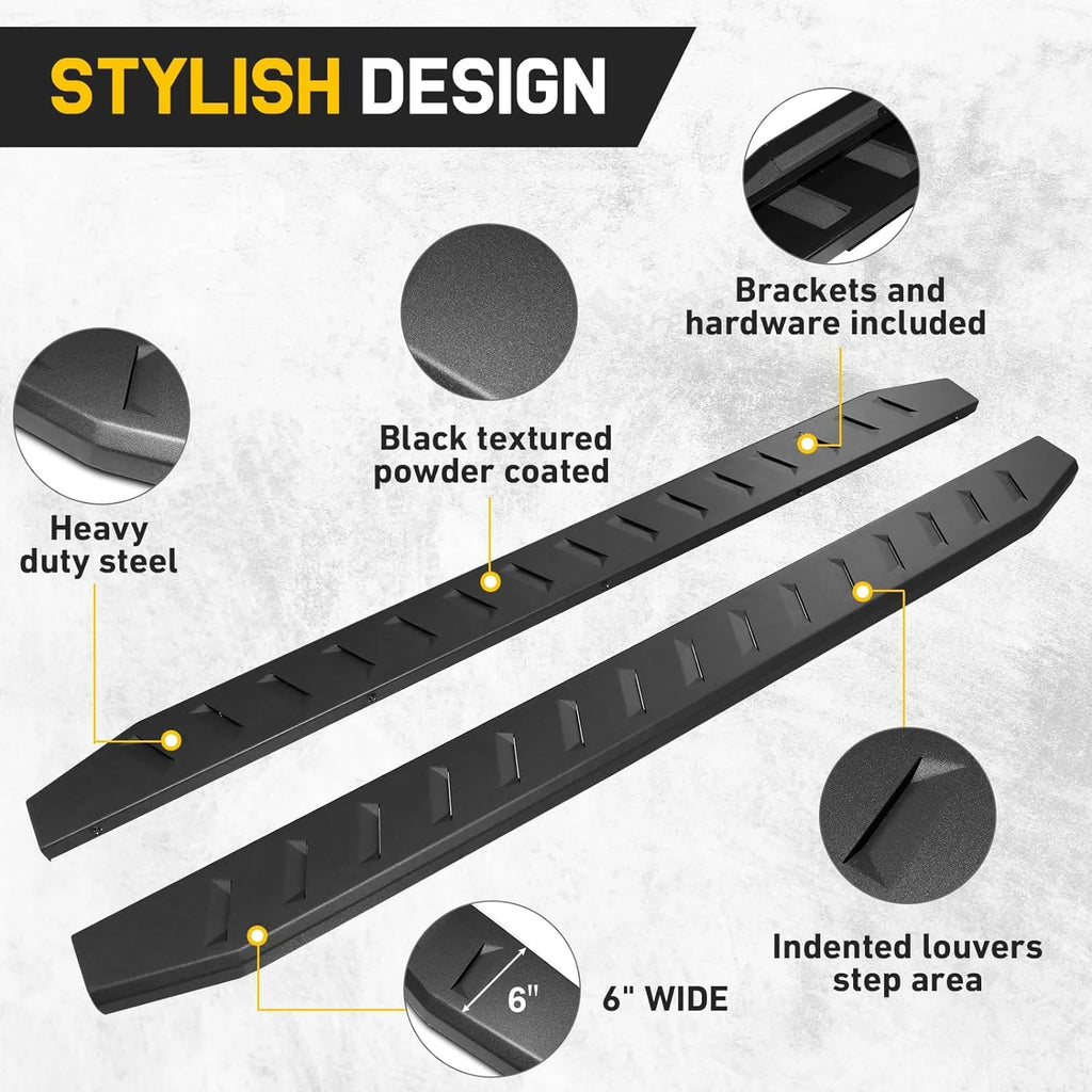6 Inch Black Running Boards Side Step Nerf Bar A831