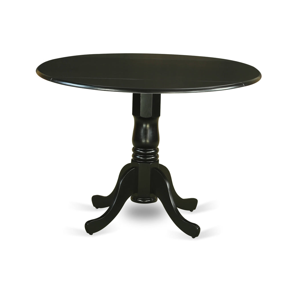 5pc Round Dining Table with Two Drop Leaves and Four Wood Seat Chairs Z83879