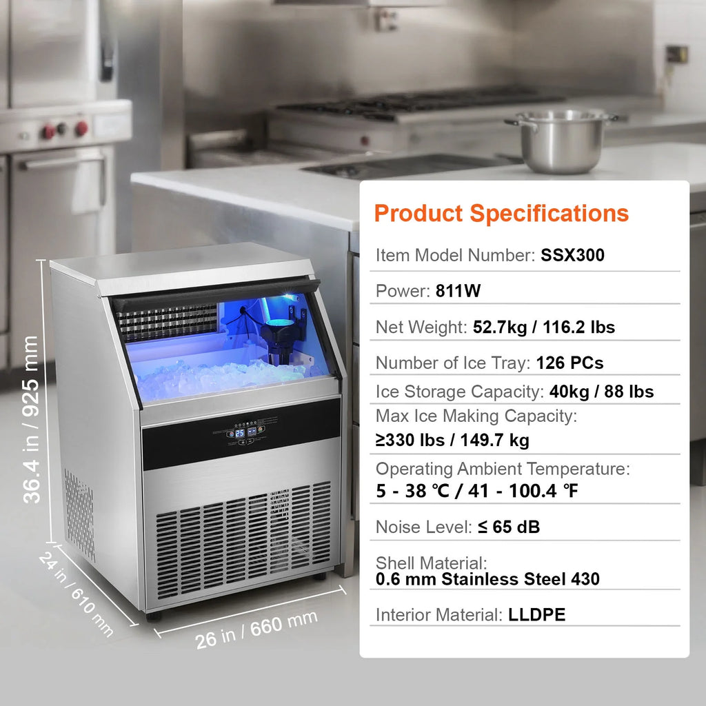 Commercial Ice Maker Freestanding Cabinet Machine 330lbs/24H Z476