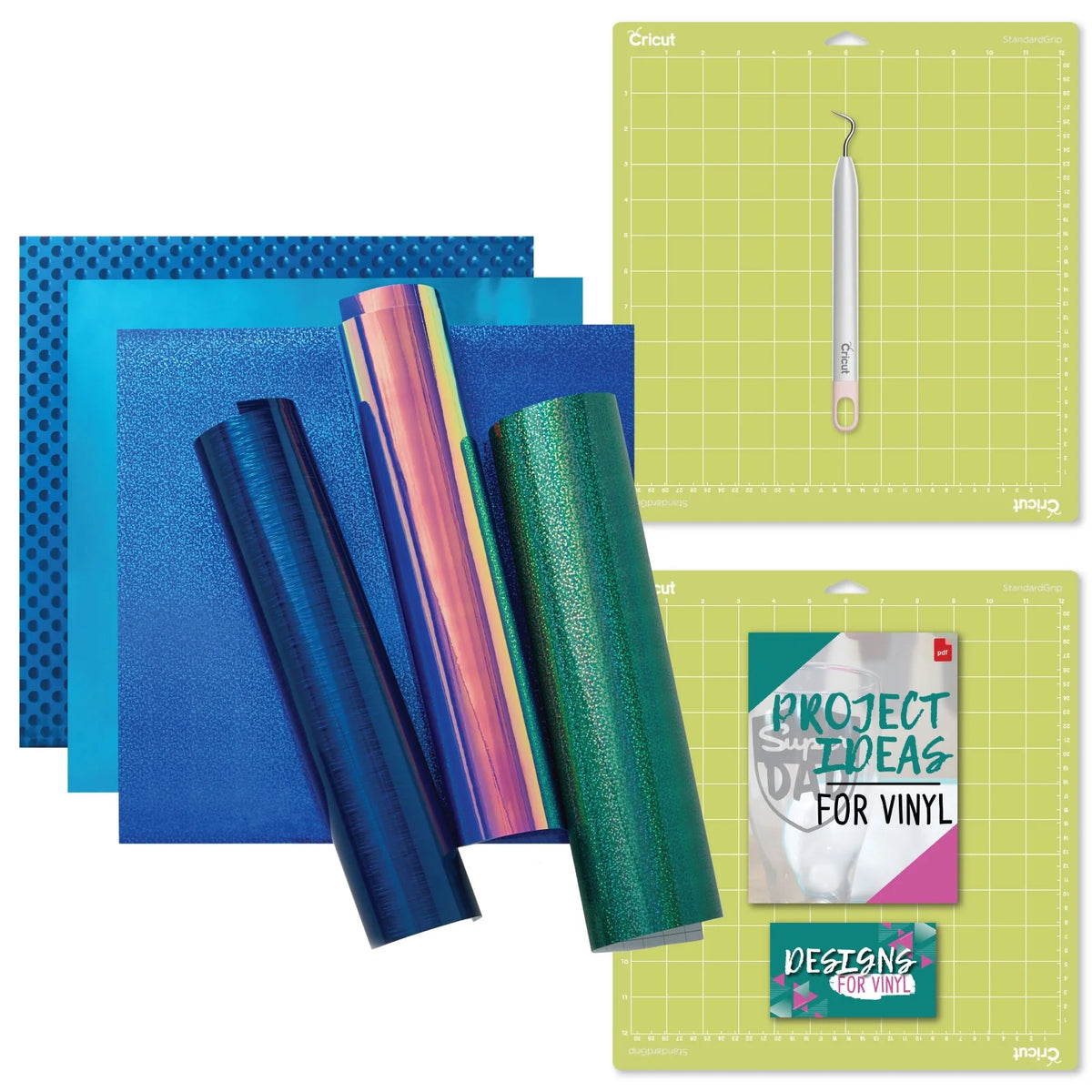 Holographic Blue Permanent Vinyl 6ct with Standard Grip Mat and Weeder Tool B897173